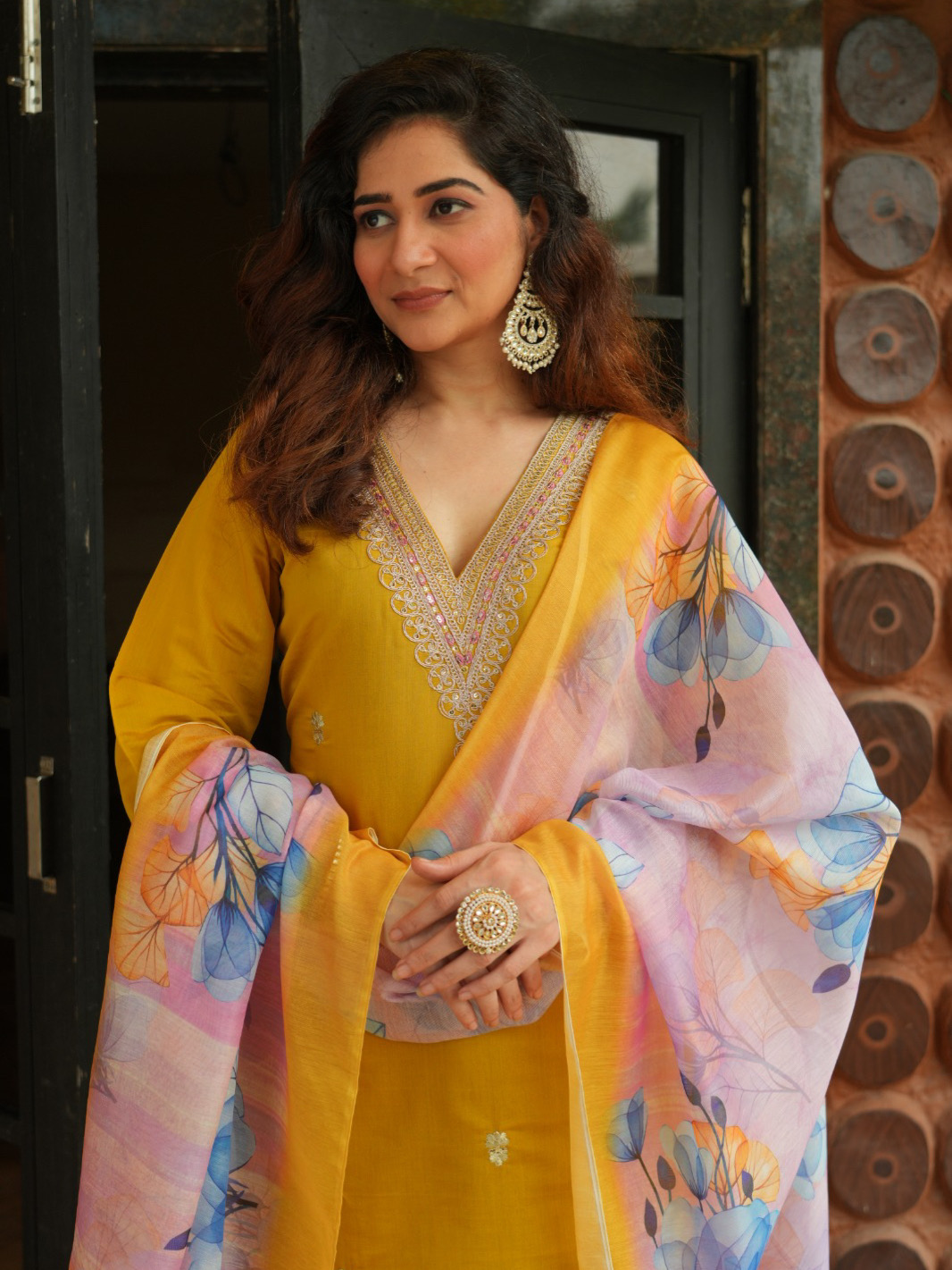 Yellow Haldi Color Heavy Roman Silk with Embroidered Work Matching Pant & Chanderi Silk Digital Print Dupatta