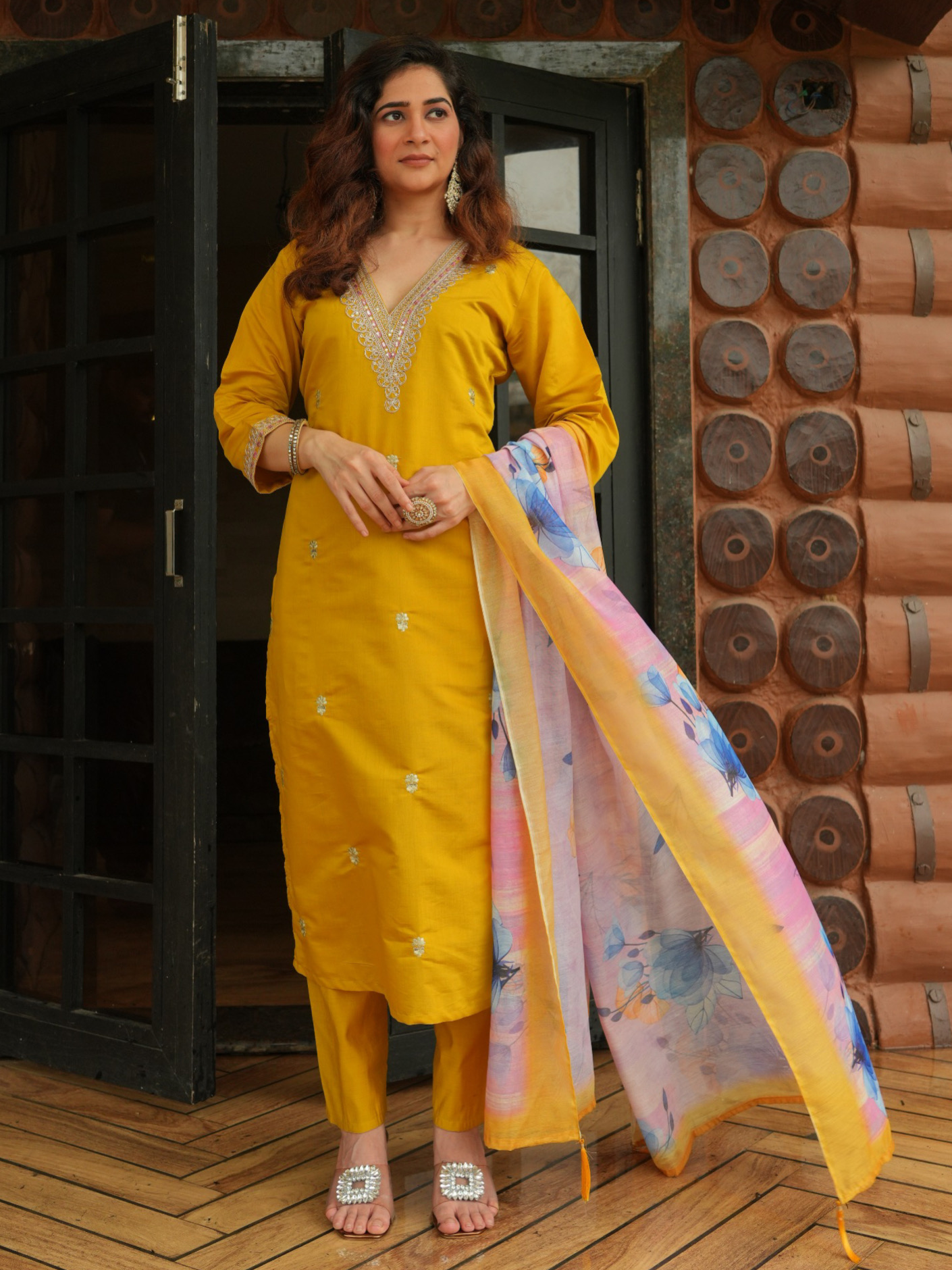 Yellow Haldi Color Heavy Roman Silk with Embroidered Work Matching Pant & Chanderi Silk Digital Print Dupatta