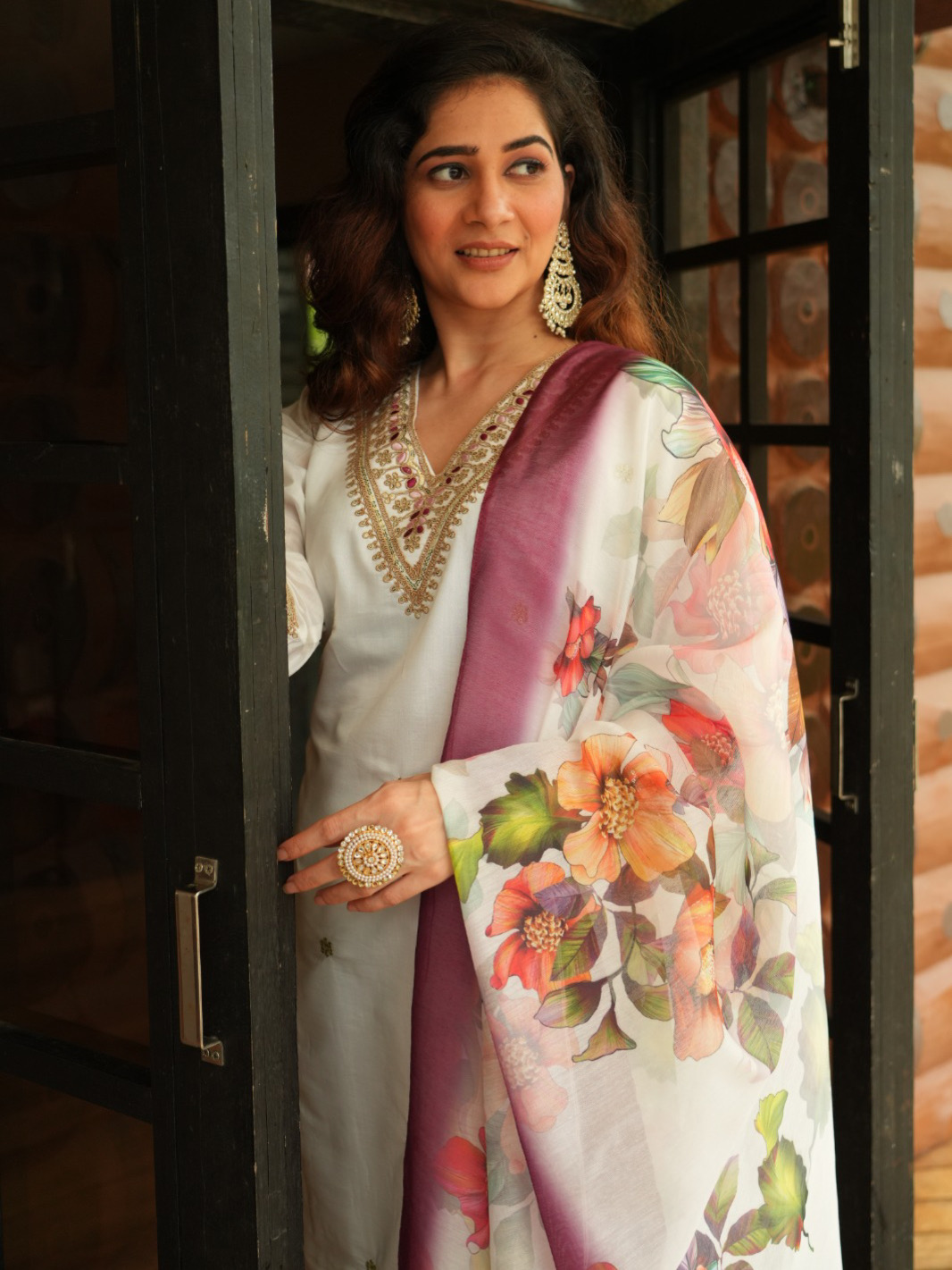 White Color Heavy Roman Silk With Embroidered Matching Pant & Chanderi Silk Dupatta Digital Print