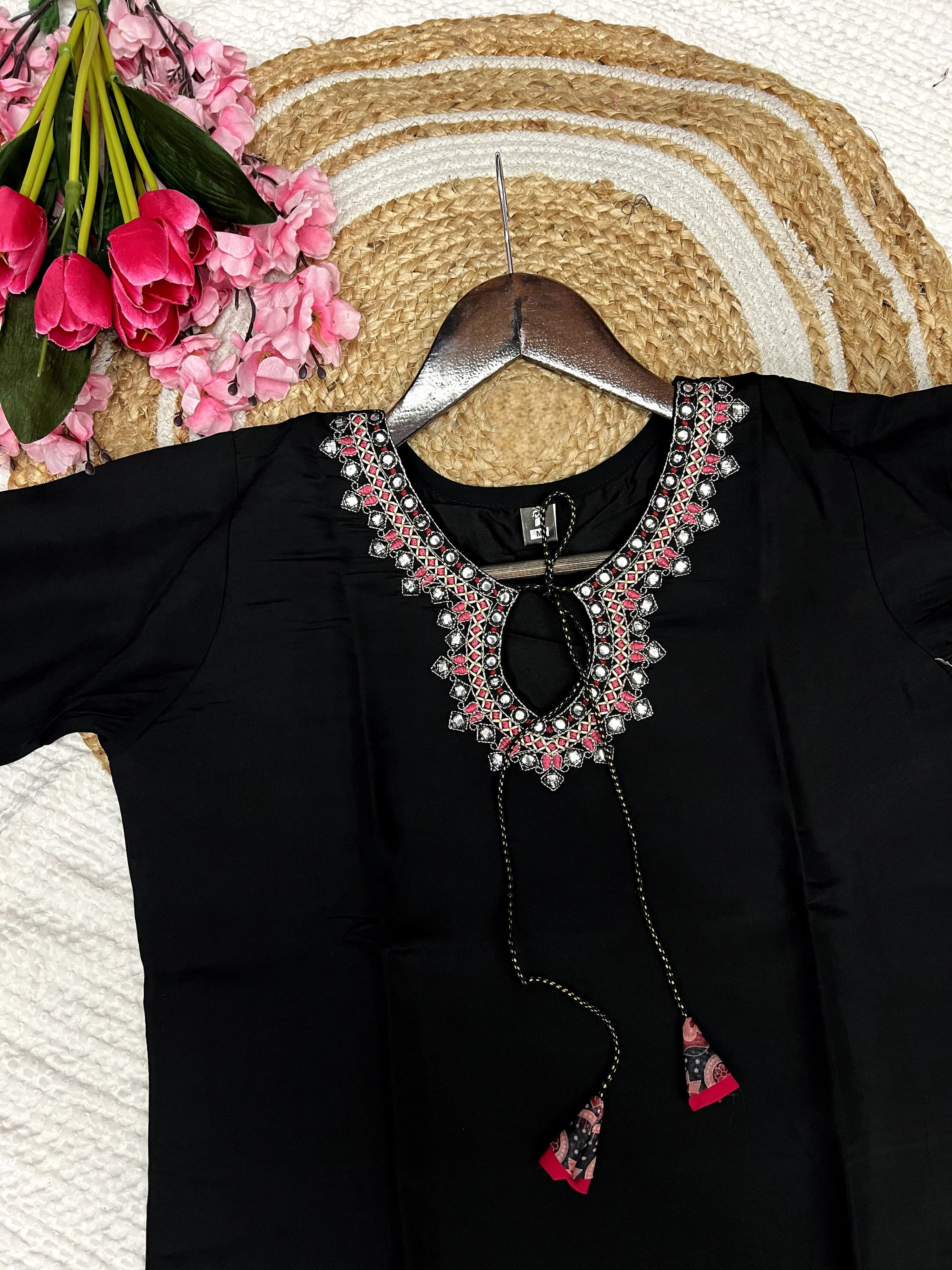 Black Color Heavy Viscose Kurta Set With Bottom & Chanderi Printed Dupatta