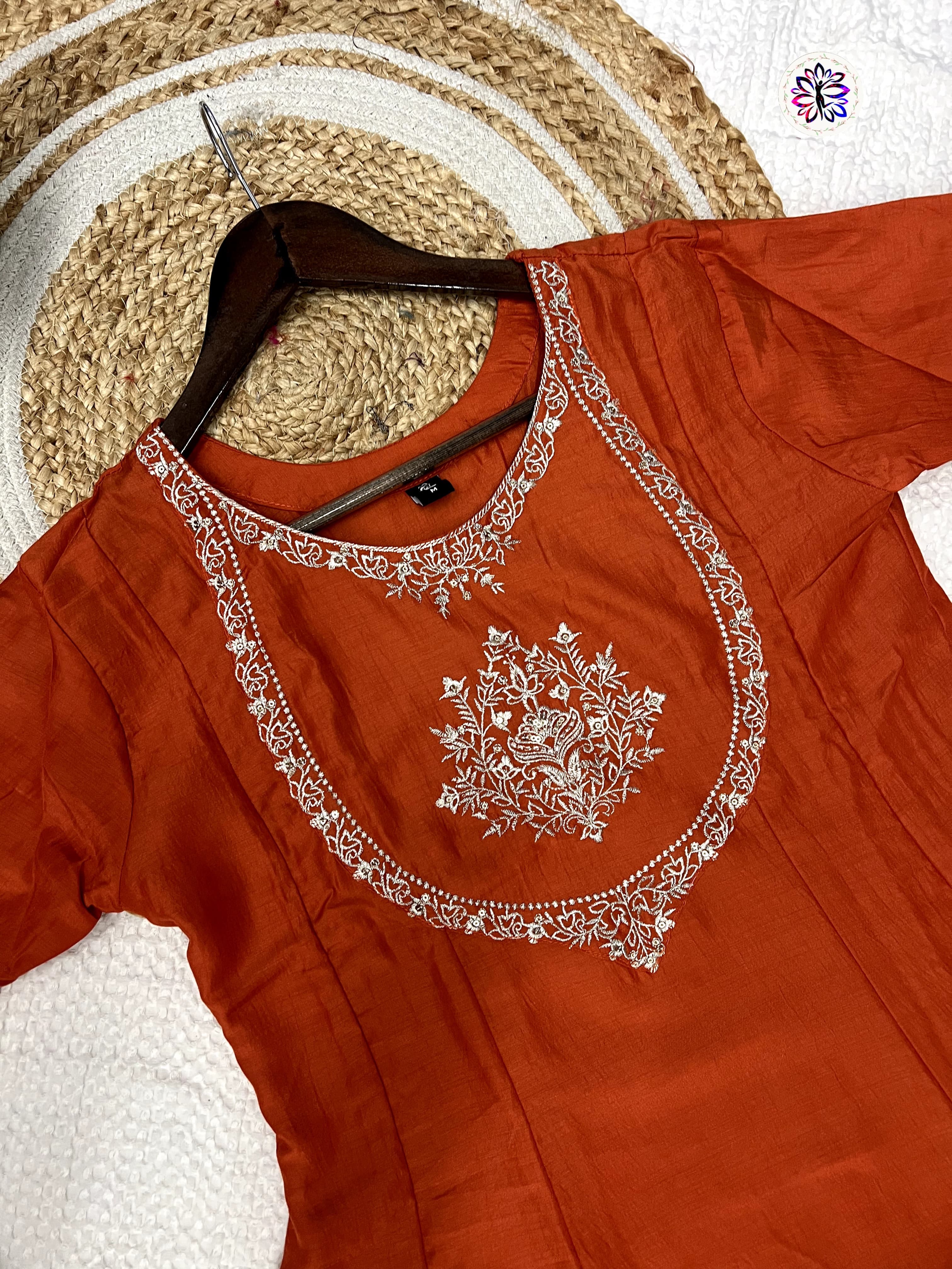 Timeless Orange Silk Suit with Embroidery & Jacquard Dupatta